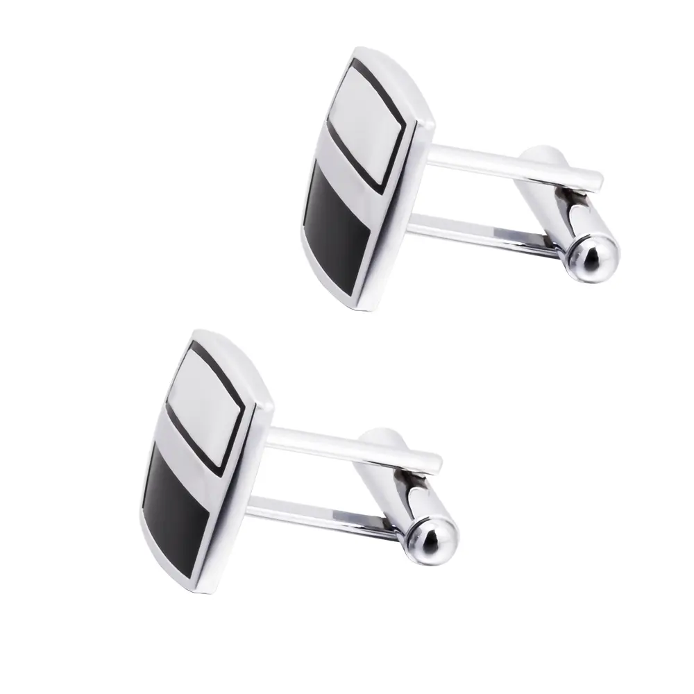 Wholesale Cheap Silver And Black Enamel Color Material Cuff Links CC-Q229