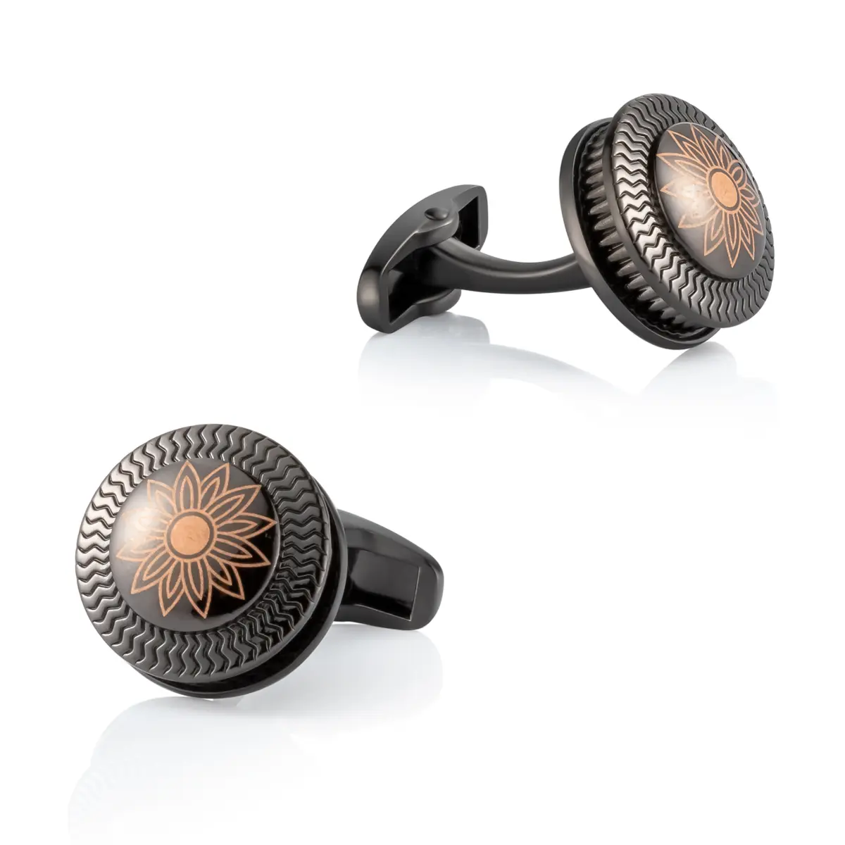 ODM Arabic Classic Wavy Pattern Rose Golden & Black Men Metal Cufflinks Cheap Suppliers, Company