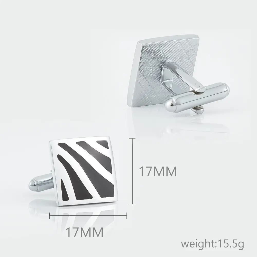ODM Hot Selling Black and Silver Zebra Pattern Enamel Cufflinks Wholesale CC-Q019-1 Factories, Exporters