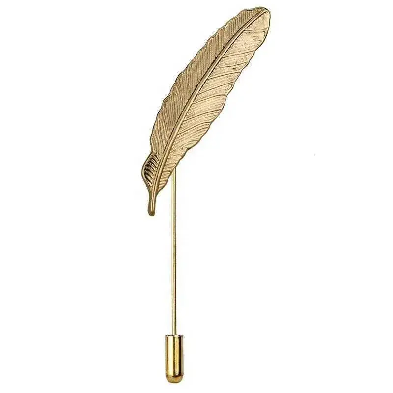 Wholesale Men Metal Brooch Pin Vintage Feather Leaf Lapel Stick Brooch Pin Suppliers, Exporters