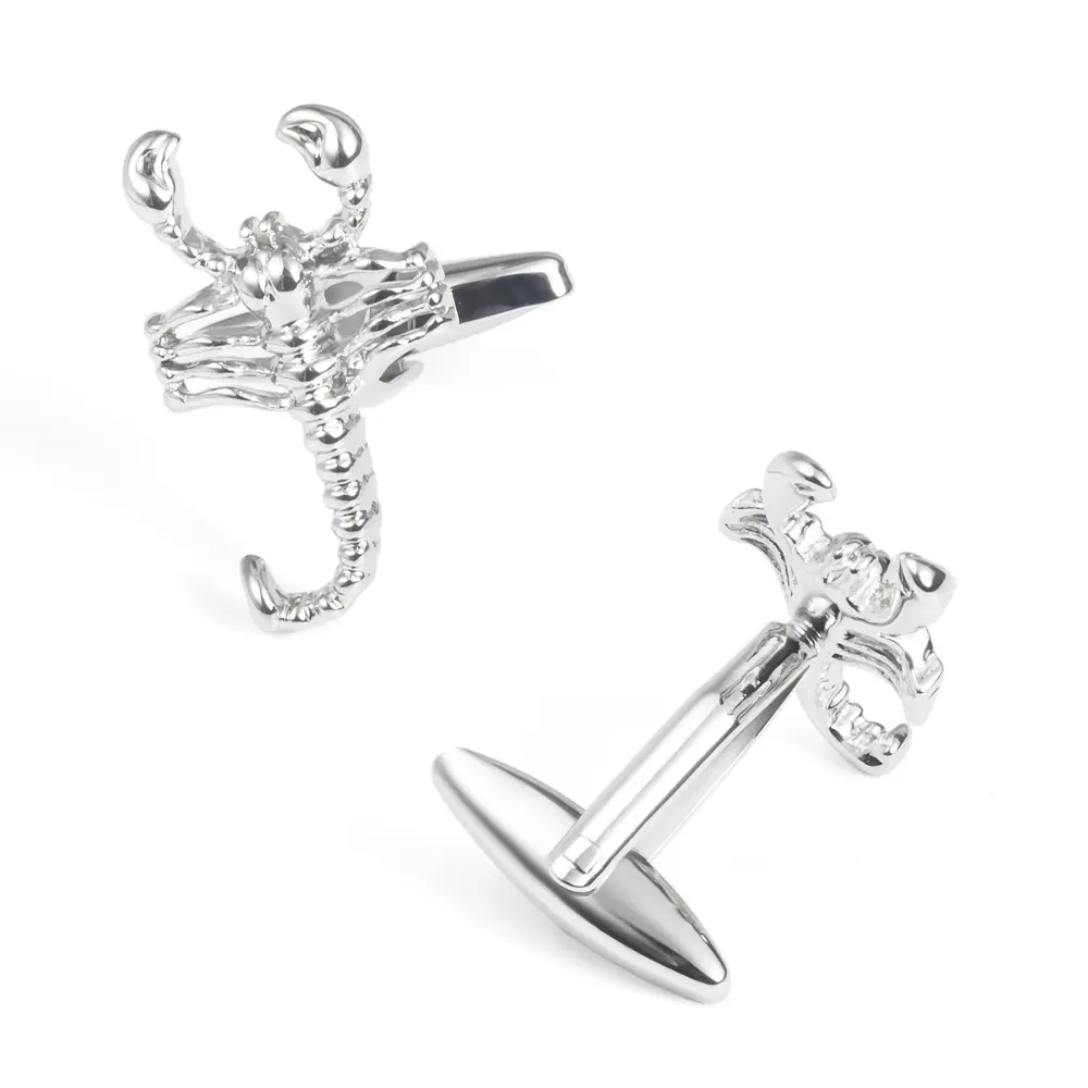 ODM Factory Mens High Quality Silver Plated Zodiac Sign Design Animal Scorpion Cufflinks CL0023 Suppliers, Factory