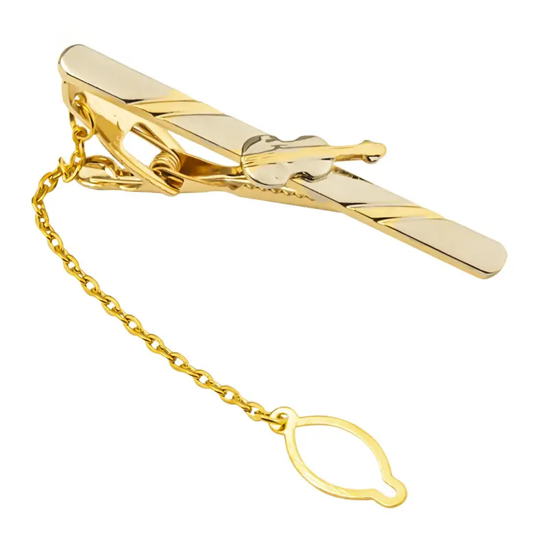 ODM Factory Hot Selling Novelty Gold Plated Business Men Brass Metal Guitar Design Tie Clips TL0005 Suppliers, Factories