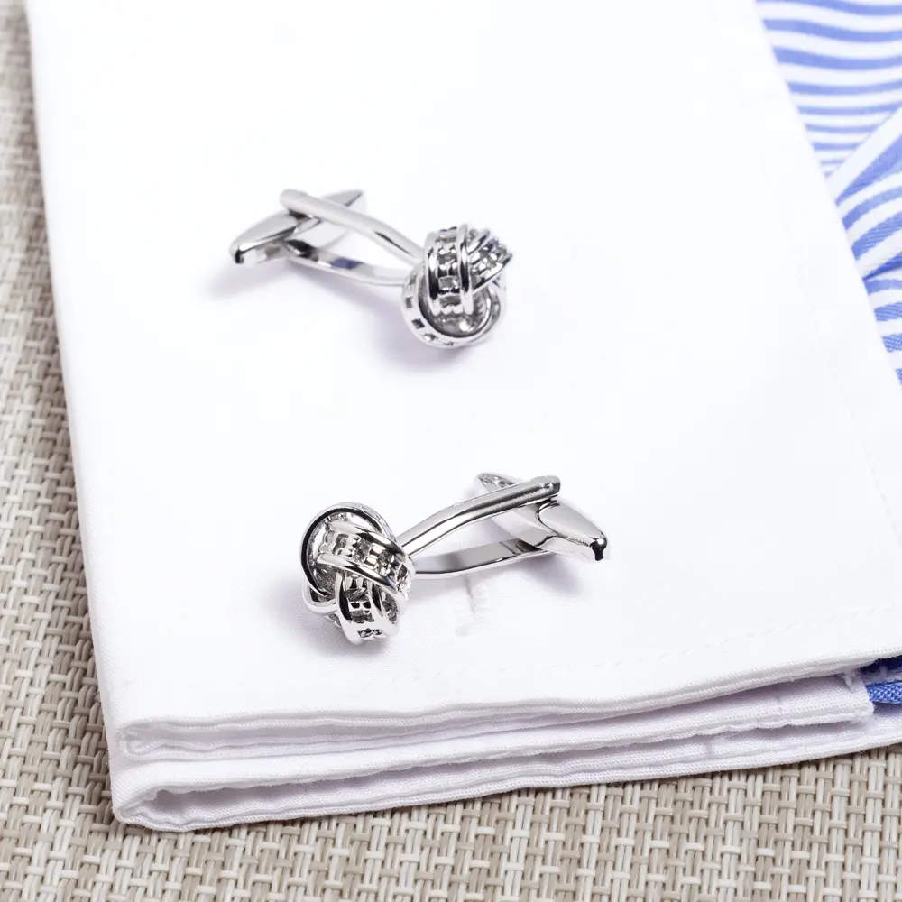 OEM Classic Fashion Elegant Cufflinks Custom Metal Brass Knot Cuff links for Men Company, Companies