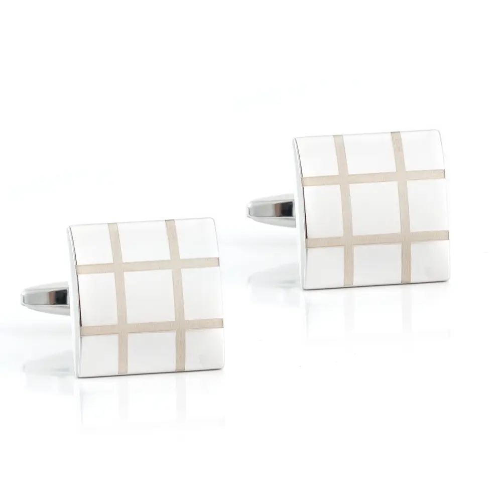 Wholesale Laser Engraved Logo Stripes Silver Custom Cufflinks For Men's French Shirts Cuff Link CL0180 Manufacturers, Suppliers