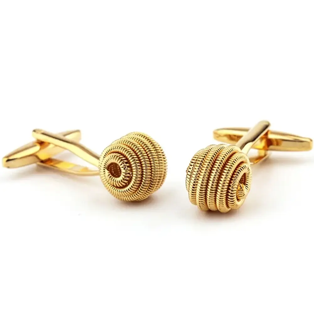 Custom Personalized Round Gold Plated Mens Shirt Metal Copper Fried Dough Twists Cufflinks Manufacturer, Factory