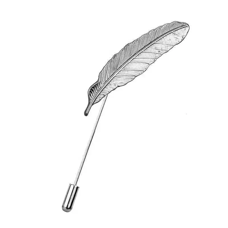 Wholesale Men Metal Brooch Pin Vintage Feather Leaf Lapel Stick Brooch Pin Suppliers, Exporters