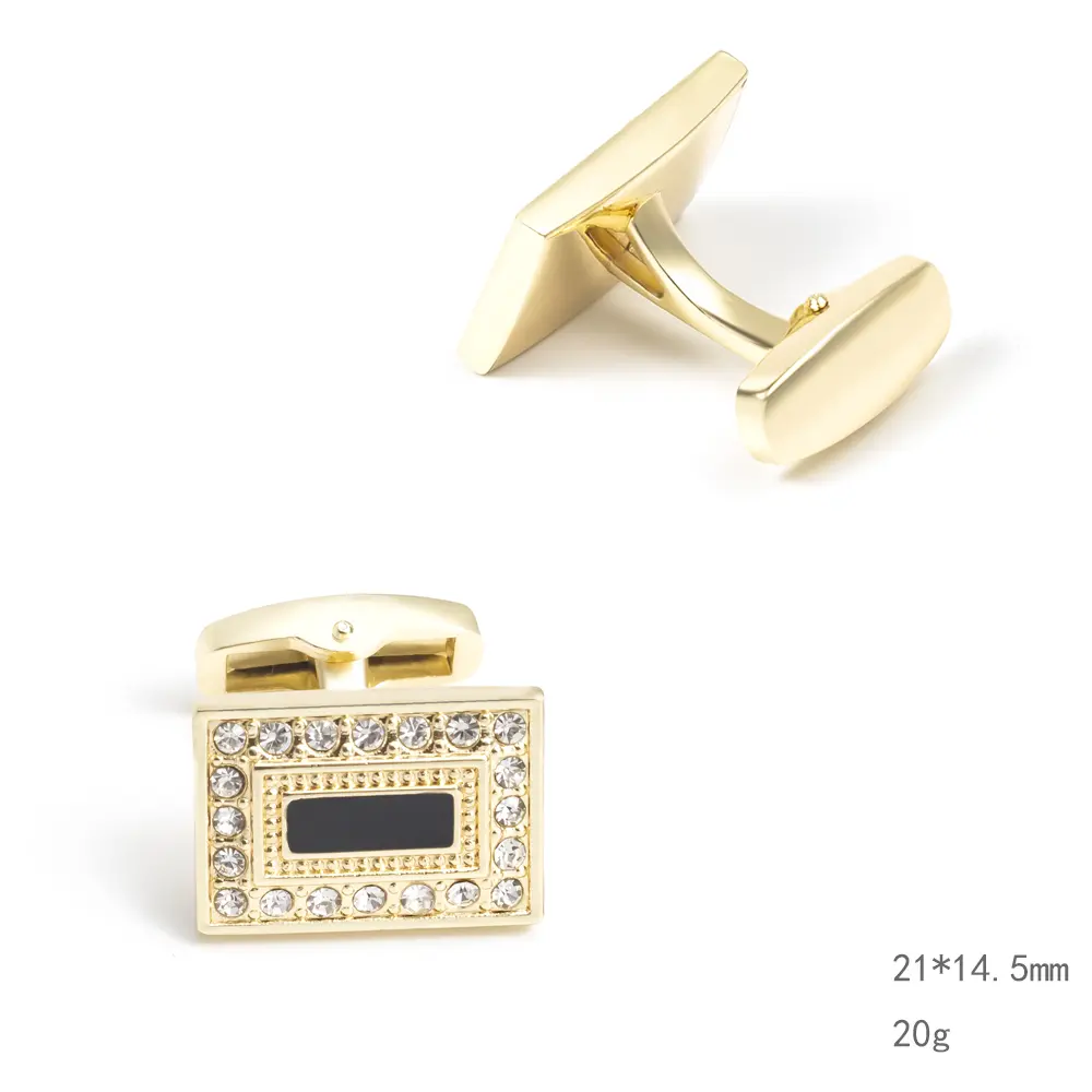OEM Square Black Onyx Cufflinks Low Price Gold Plated Rhinestone Cufflinks Men Shirt Fashion Accessory CSW0037 Exporter, Exporters