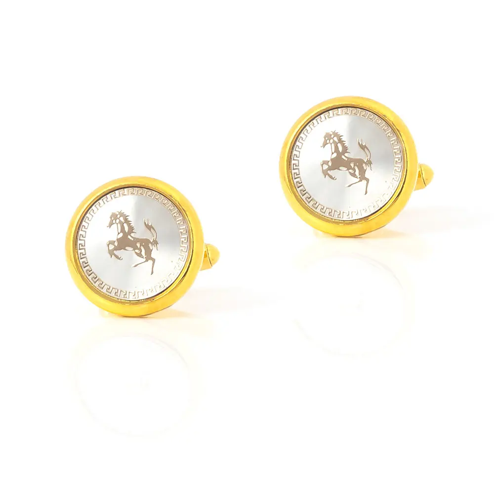 Wholesale Melbourne Cup Racing Horse Gold Logo Pattern Cufflinks for Men Gifts Manufacturers, Factory
