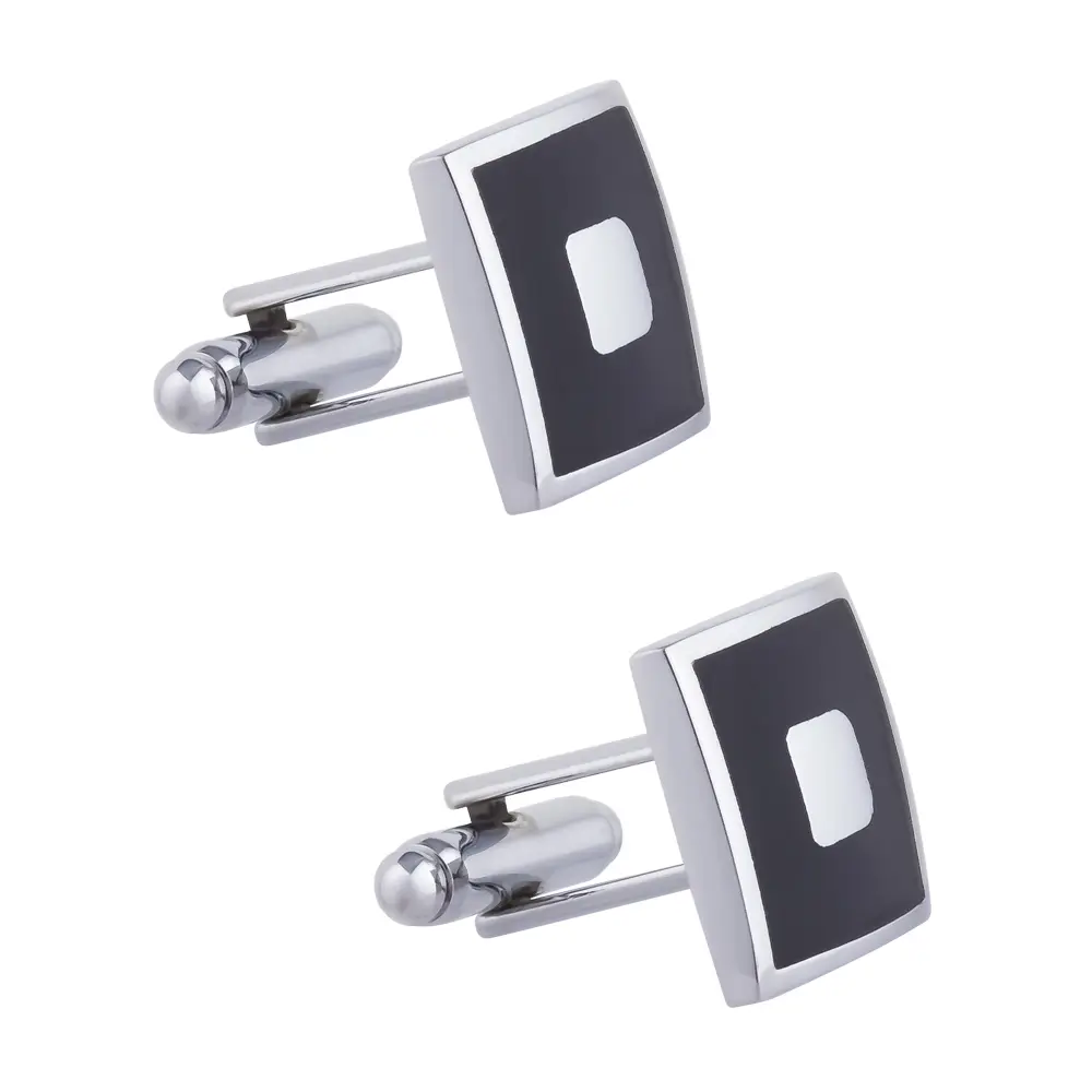 OEM Classic Scottish Connery Silver Square Cufflinks Black Enamel Cufflinks Factory Wholesale CC-Q068 Suppliers, Exporters