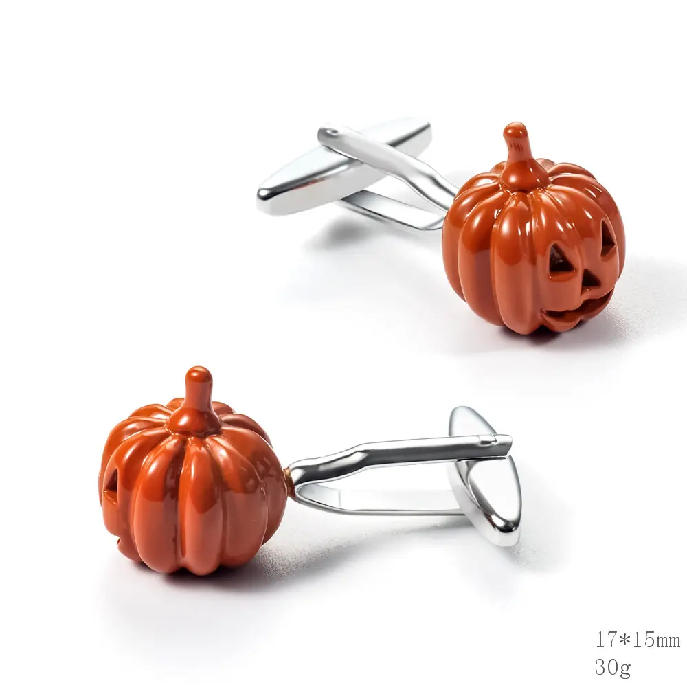 OEM Factory Yellow Color Halloween Pumpkin Design Cufflinks for Men Shirts CC0192 Manufacturer, Factory