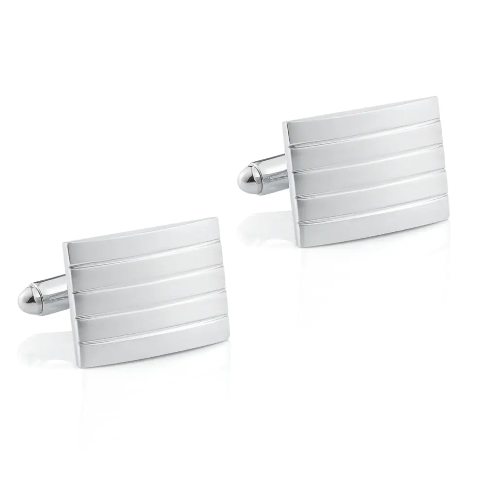 OEM Hot selling Factory Price Men Fashion Suit Shirt Accessories Silver Classic Groove Cufflinks CL-C042 Manufacturer, Companies