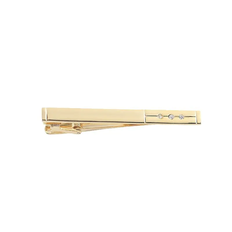 OEM Men Gifts Metal Bar Crystal Formal Dress Shirt Wedding Ceremony Gold Tie Clips TS0029 Manufacturers, Factory