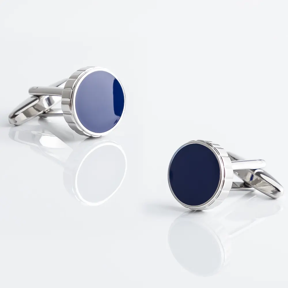 OEM Factory Wholesale JINJIE  Blue Enamel Round Men's Cufflinks Suit Accessories CC8616 Manufacturer, Factories