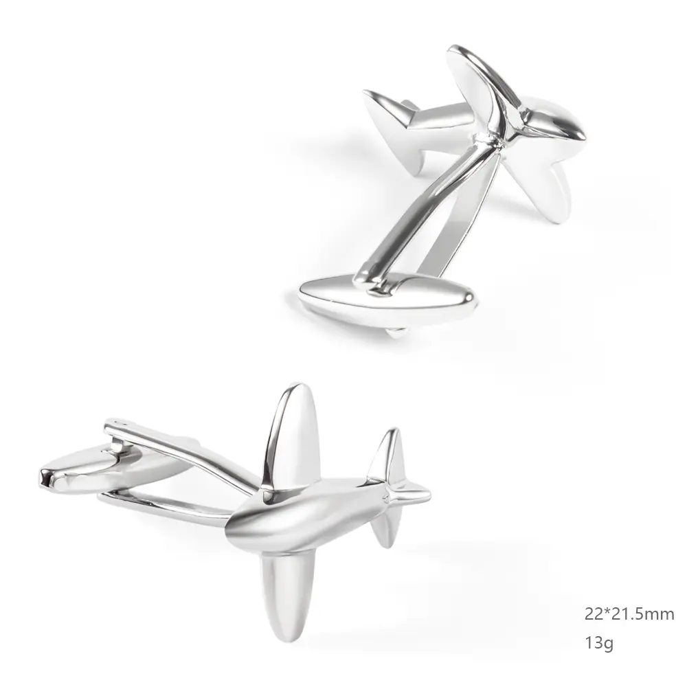 Wholesale Classics Silver Plated Copper Material Airplane Aviation Cufflinks For Men CL0218 Manufacturers, Supplier