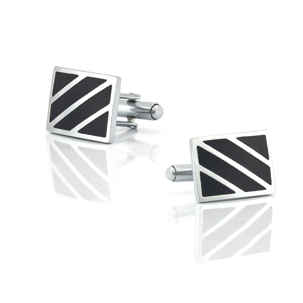 ODM High Quality New Enamel Twill Silver Color Metal Cuff Buttons Wedding Cufflinks CC-Q256 Factory, Factories