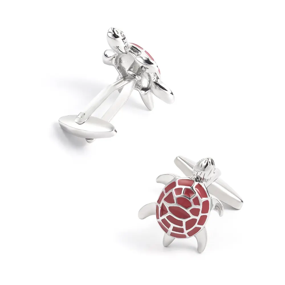 Wholesale Quality Shirt Cufflinks Customize Enamel Novelty Tortoise Red Cufflinks CC0028