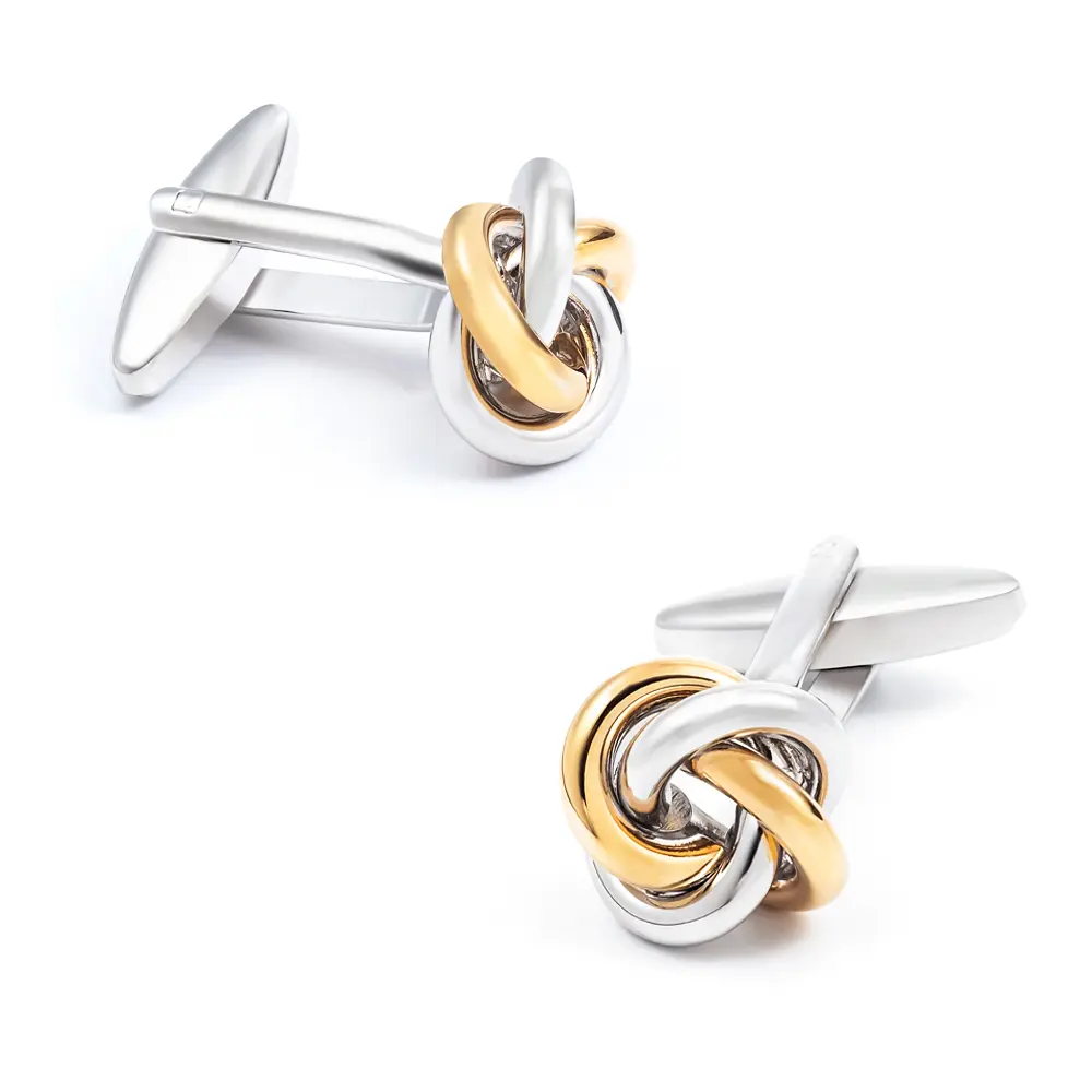 ODM Fashion Knot Design Cufflink Silver & Golden Color Metal France Classical Mens Cufflinks Wholesale Manufacturers, Company