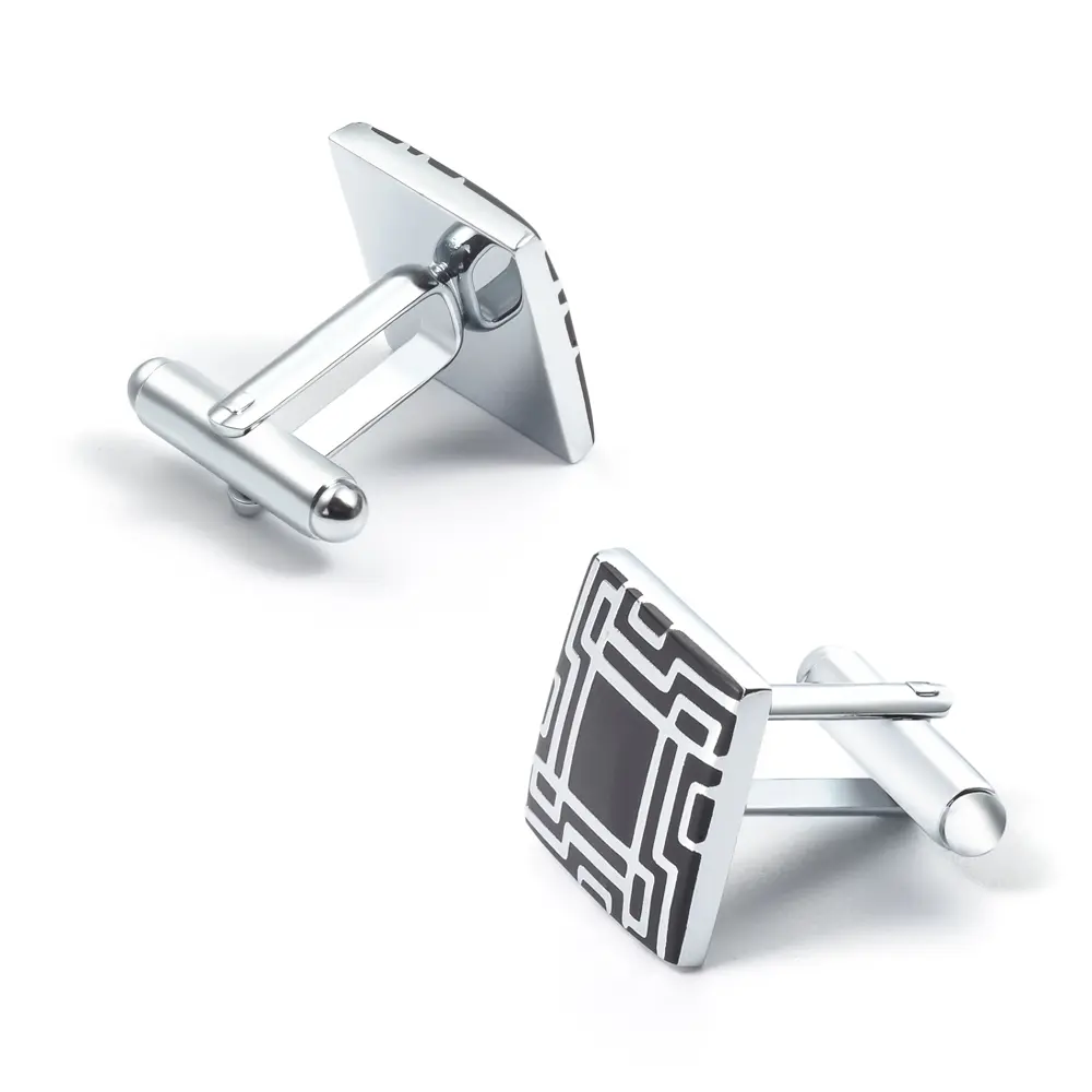 OEM Factory OEM Cheap Brass Material Square Shaped Black Enamel Cufflinks for Men CC-Q116 Manufacturer, Factories