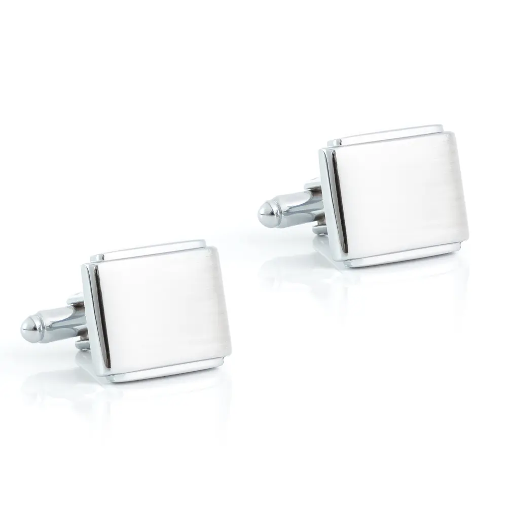 Custom Low Price Simple Business French Square Metal Copper Silver Cufflinks For Mens Suit Accessories CL-C371 Factory, Exporter