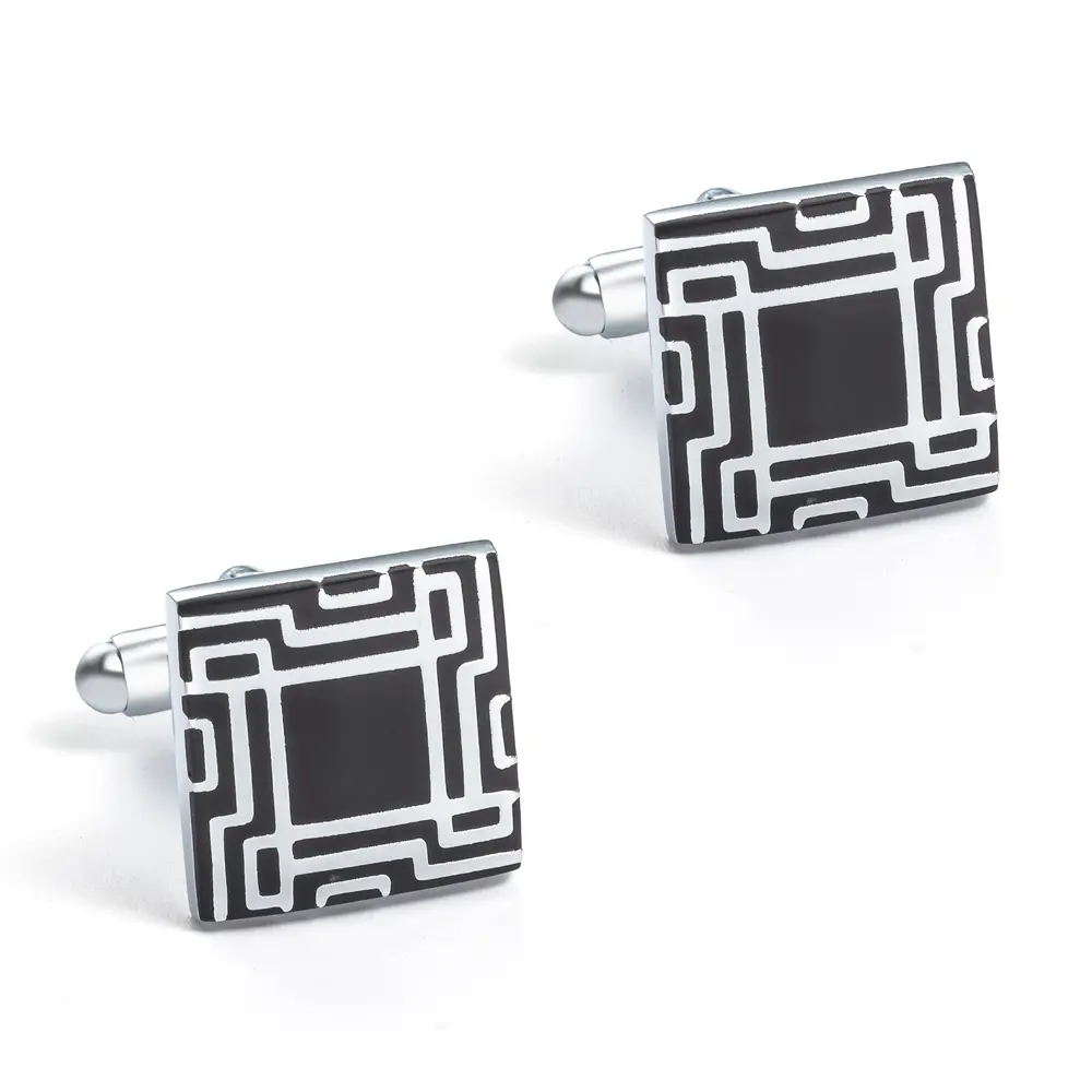 OEM Factory OEM Cheap Brass Material Square Shaped Black Enamel Cufflinks for Men CC-Q116 Manufacturer, Factories