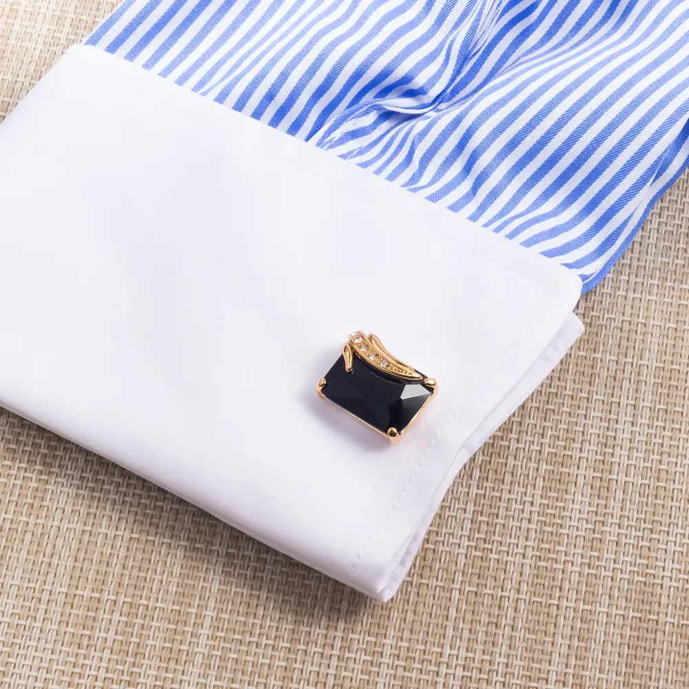 Wholesale Luxury Square Golden Black Crystal Cufflinks Men Jewelry Gemstone Cuff links CS0095-1