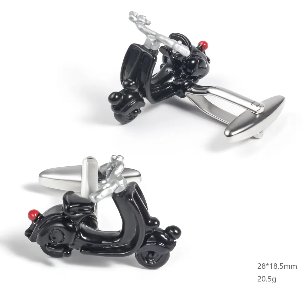 OEM Manufacturer Wholesale Custom High Quality Black 3D Scooter Metal Silver Cufflinks CC0079 Manufacturer, Suppliers