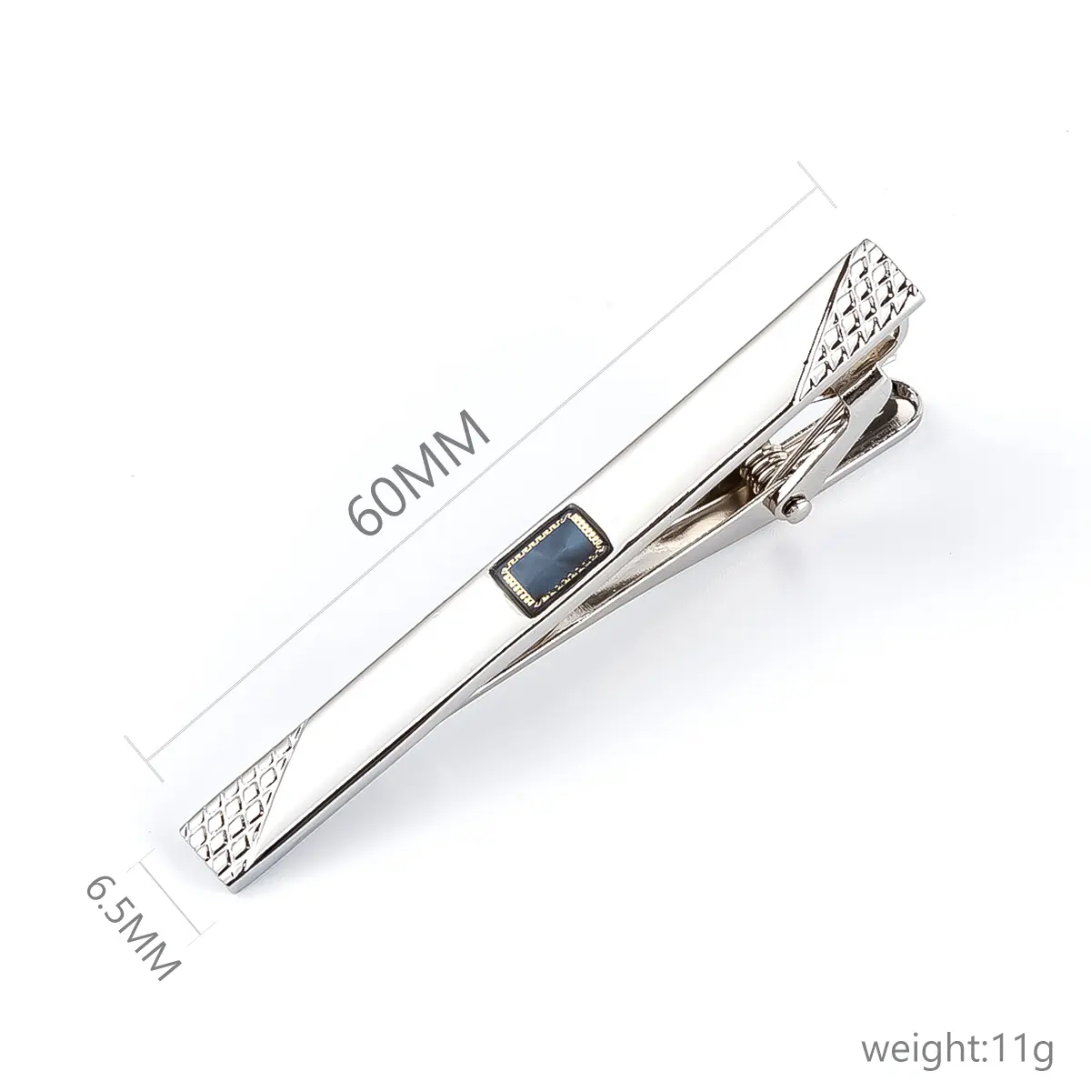OEM Low Price Luxury Fashion Silver Plating Blue Metal Accessory Pattern Men Tie Clips TA9005-S Suppliers, Exporter