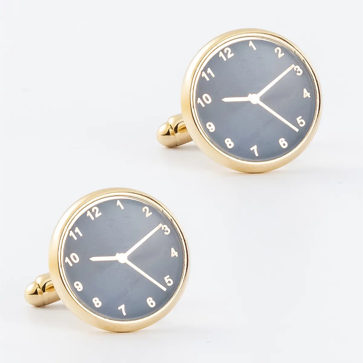 OEM Gold Plated Round Blue Watch Clock Design Cuff links Gentleman Wedding Gifts Exporters, Companies