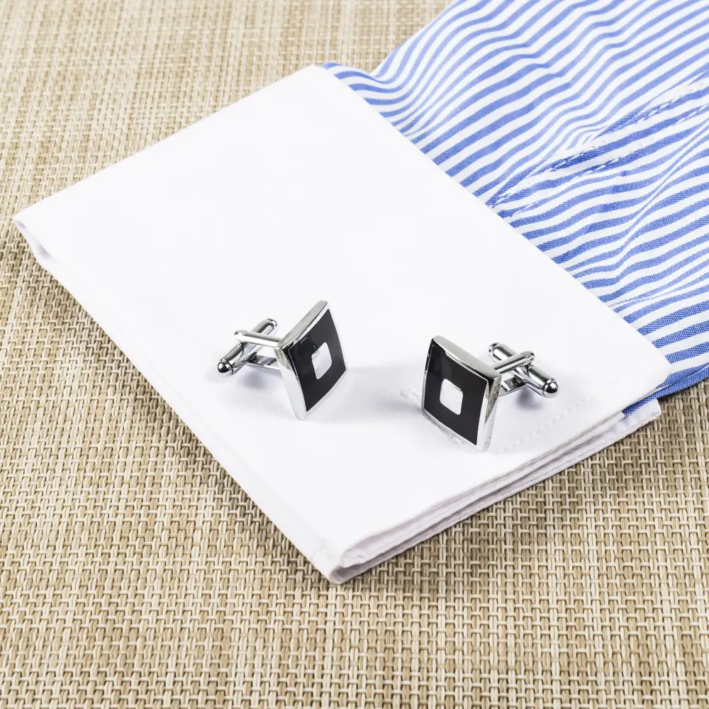 OEM Classic Scottish Connery Silver Square Cufflinks Black Enamel Cufflinks Factory Wholesale CC-Q068 Suppliers, Exporters