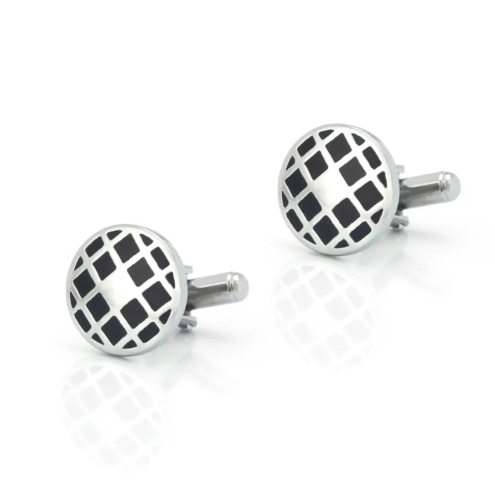 Wholesale Men's Trendy Vintage  Round Black Enamel Cufflinks Shirt Accessory CC-Q291