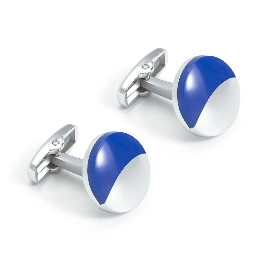 Custom Hot Selling Round Simple Blue Enamel Moon Like Shape Metal Cufflinks Low Price CCW0087 Manufacturers, Factory