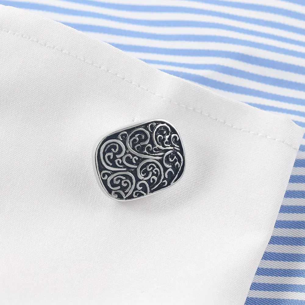 Wholesale Vintage Roman Pattern Cufflinks Silver Plated Men Business Shirt Accessory Gifts CC0332-S Manufacturers, Exporter