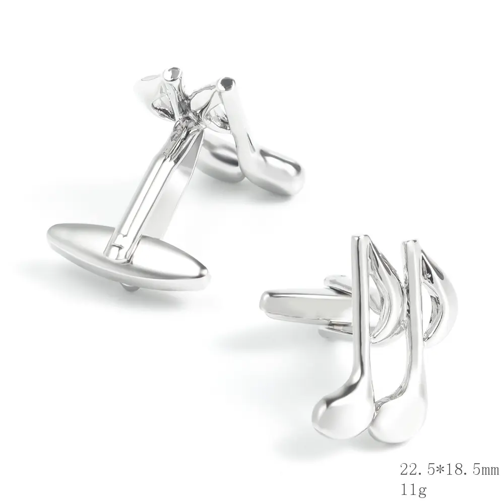 Wholesale Silver Plated Music Note Brass Cufflinks Mens Business Fashion Accessory CL0005