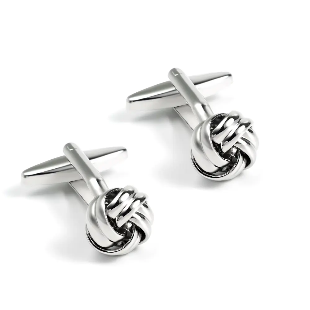 ODM Classic Fashion Promotional Metal Brass Silver Knot Cuff links for Men Shirts Factories, Companies