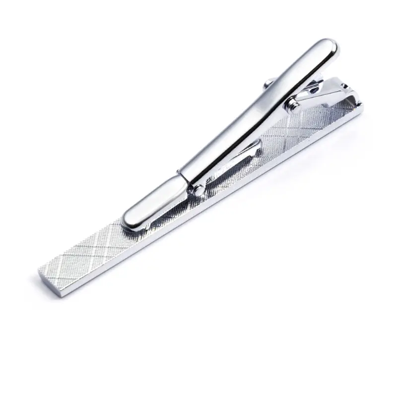 Wholesale Cheap Price Brass Material Silver Plated Black Enamel Wedding Business Tie Clips for Men TC9007-S