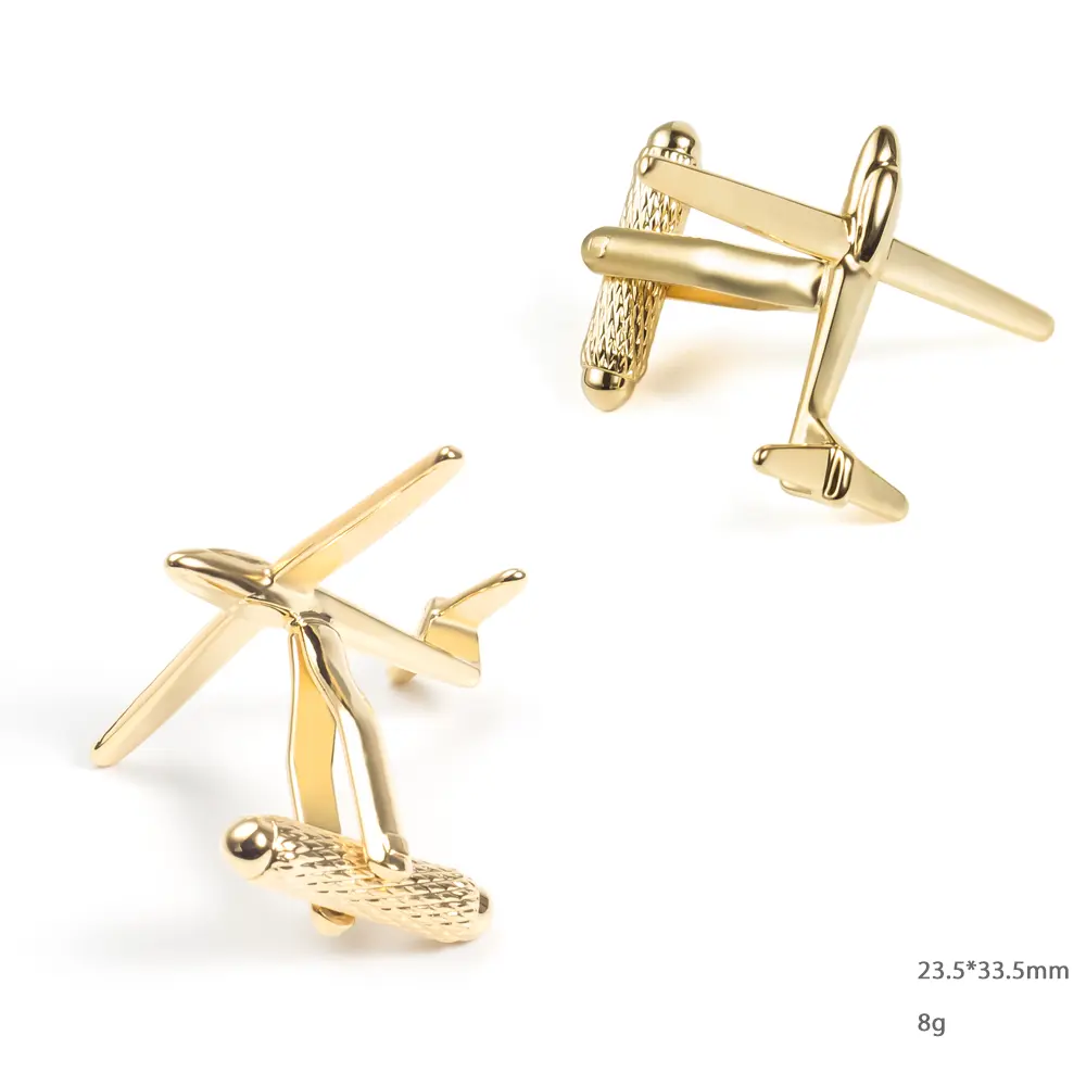 Custom Men Accessories Gold Plated Brass Aviation Plane Cufflinks For Men Shirt CL0221-G Manufacturer, Suppliers