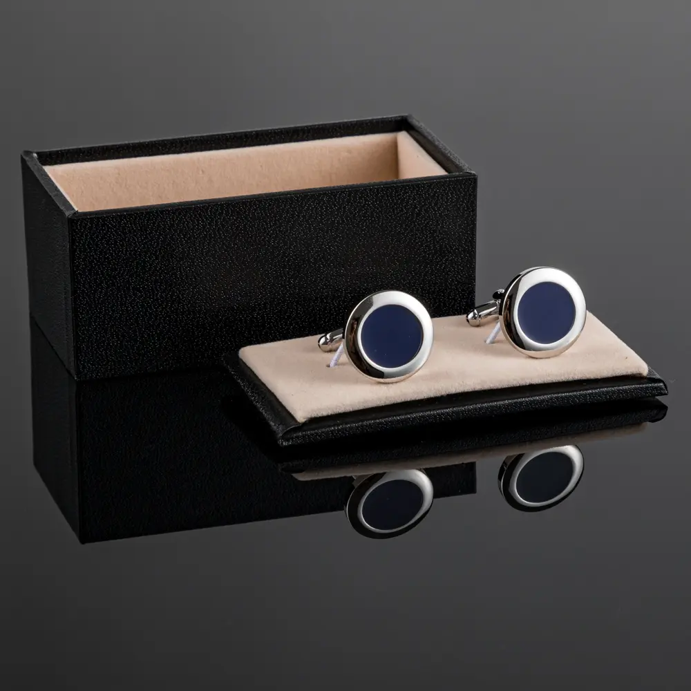 Wholesale Tuxedo Suit Shirt Cuff Links Round Blue Enamel Silver Cufflinks Fashion Accessory CC8585
