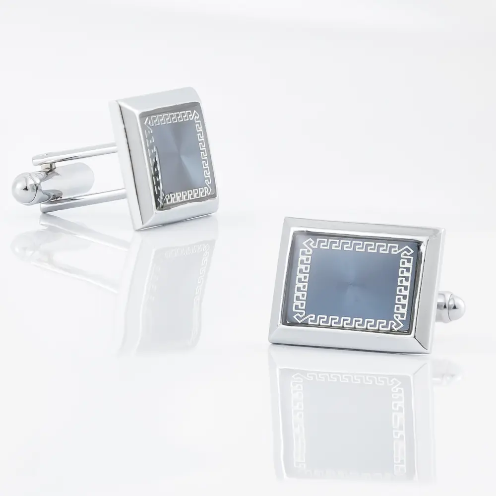Wholesale Factory Wholesale Classic Silver & Blue Cufflinks  Pattern Design Vintage Accessories Metal Cufflinks CA9005-2 Factory, Exporters