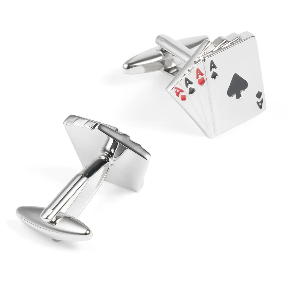 Custom Factory OEM Low Price French Shirt Accessories 4 Aces Novelty Card Game Cufflinks Best Gifts for Mens CC0010 Suppliers, Factories