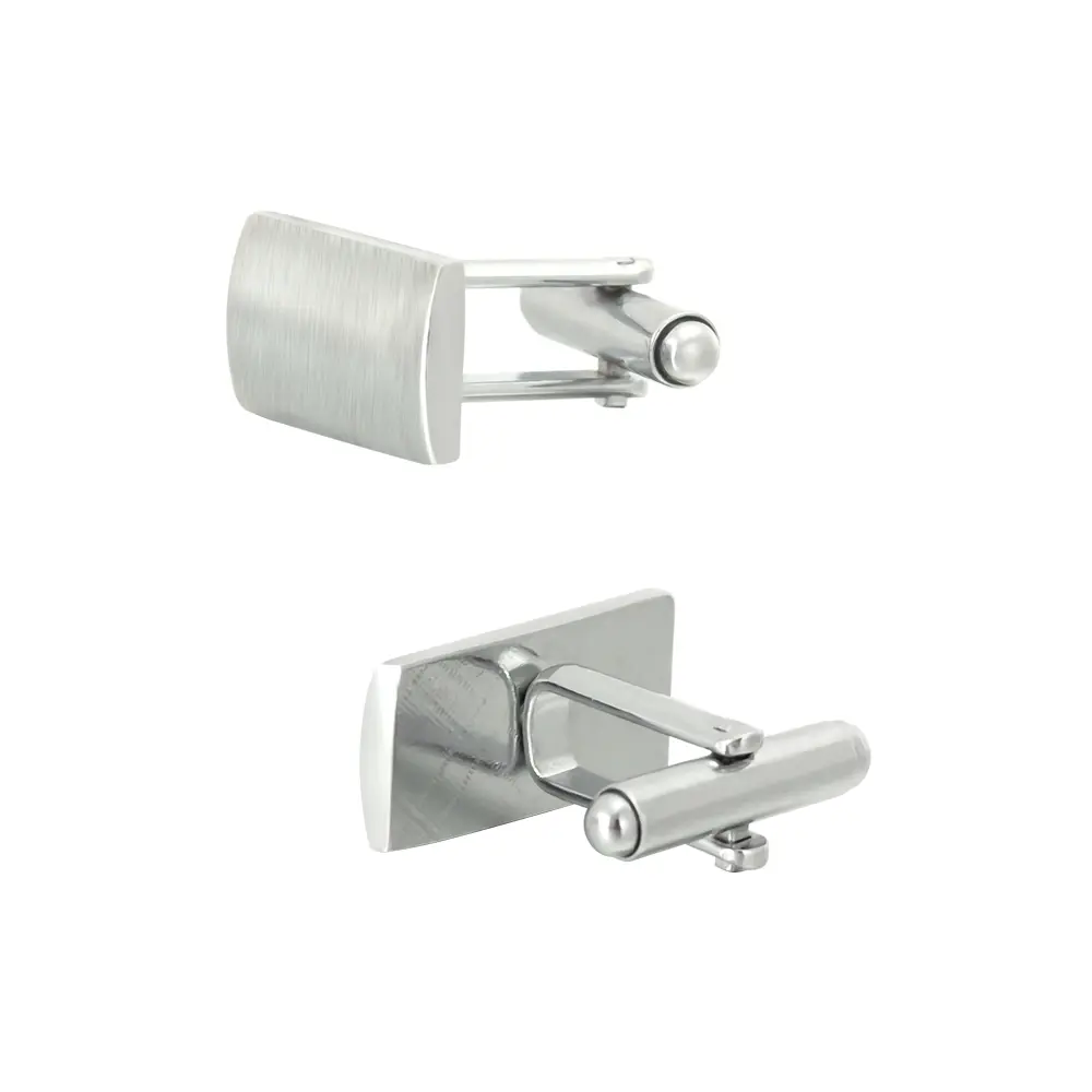 Wholesale High Quality Engravable Waves Brushed Cufflinks Silver Rectangle Cuff Link CL-C115