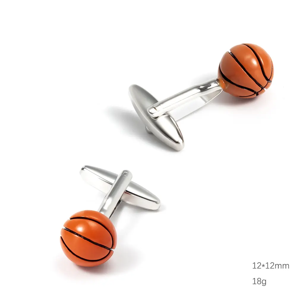 OEM High Quality Mens Sports Yellow Basketball Cufflinks Copper Material CC0067-Y Company, Companies