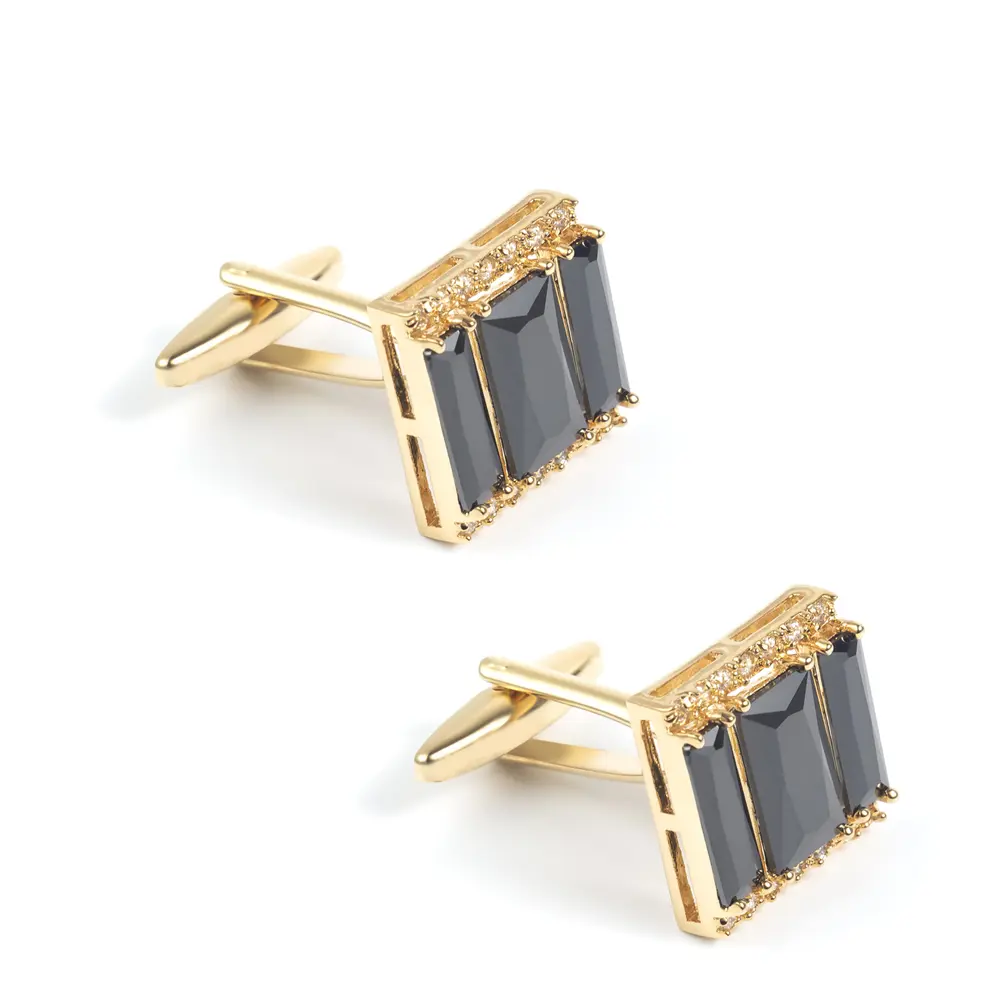 Wholesale High End Gold Plated Color Plated Rhinestone Zircon Mens Cuff links For Party CS0089-G