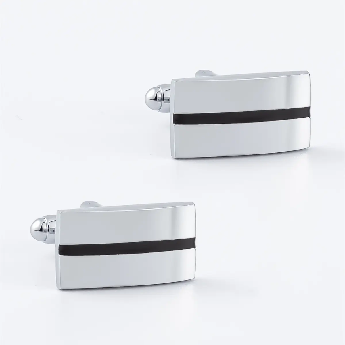 Custom Elegant Formal Men's Silver Plated with Black Enamel Cufflinks Low Price Wholesale CC-Q066 Factory, Company