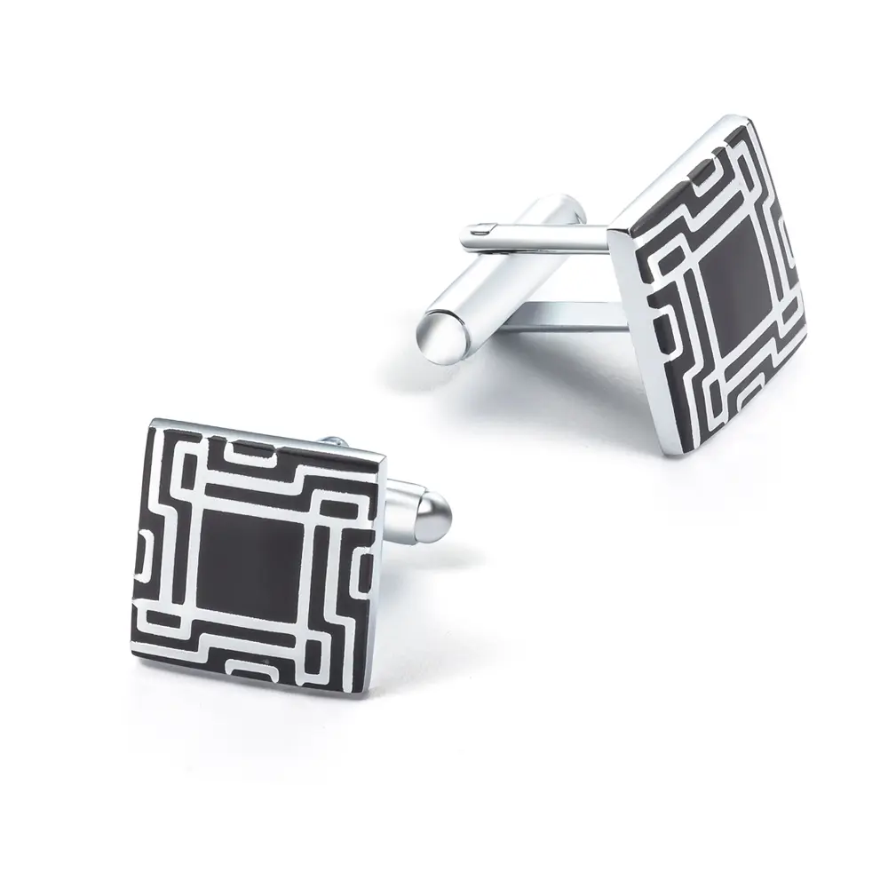 OEM Factory OEM Cheap Brass Material Square Shaped Black Enamel Cufflinks for Men CC-Q116 Manufacturer, Factories