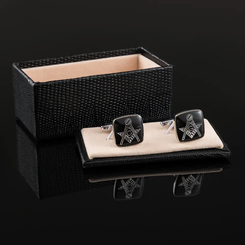 ODM High Quality Fashion Enamel Black Masonic Logo Custom Cufflinks for Men Shirt CC0001 Supplier, Suppliers