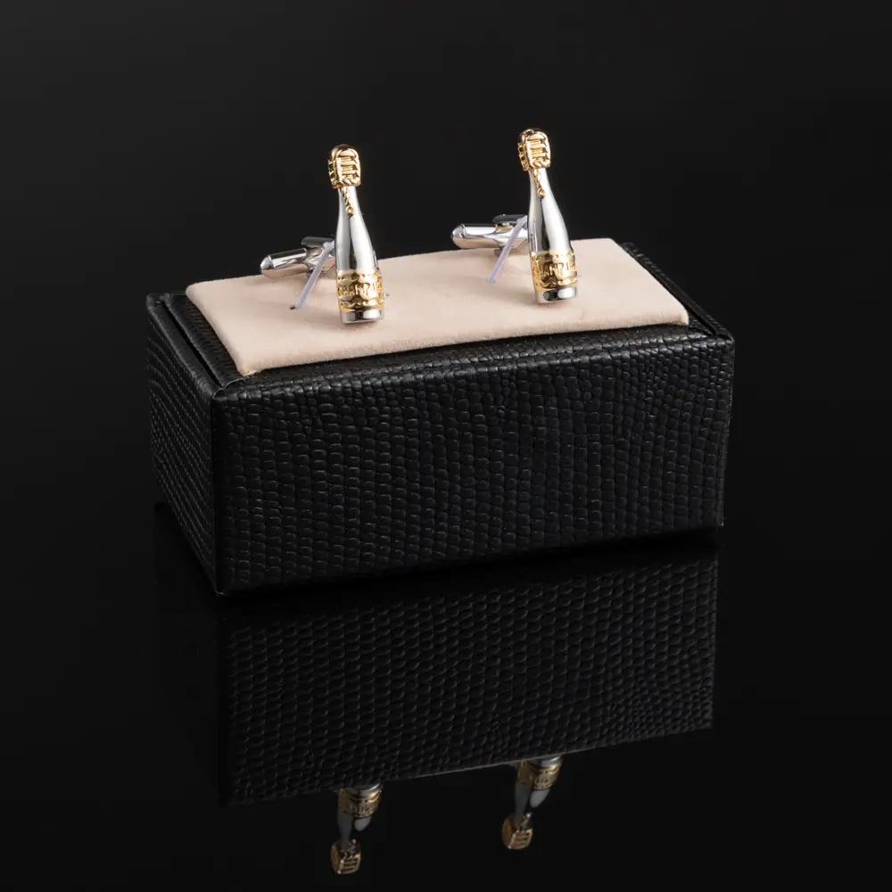 OEM Fashion Luxury Gold Silve Men's Novelty Champagne Bottle Cufflinks CL0013 Suppliers, Exporters