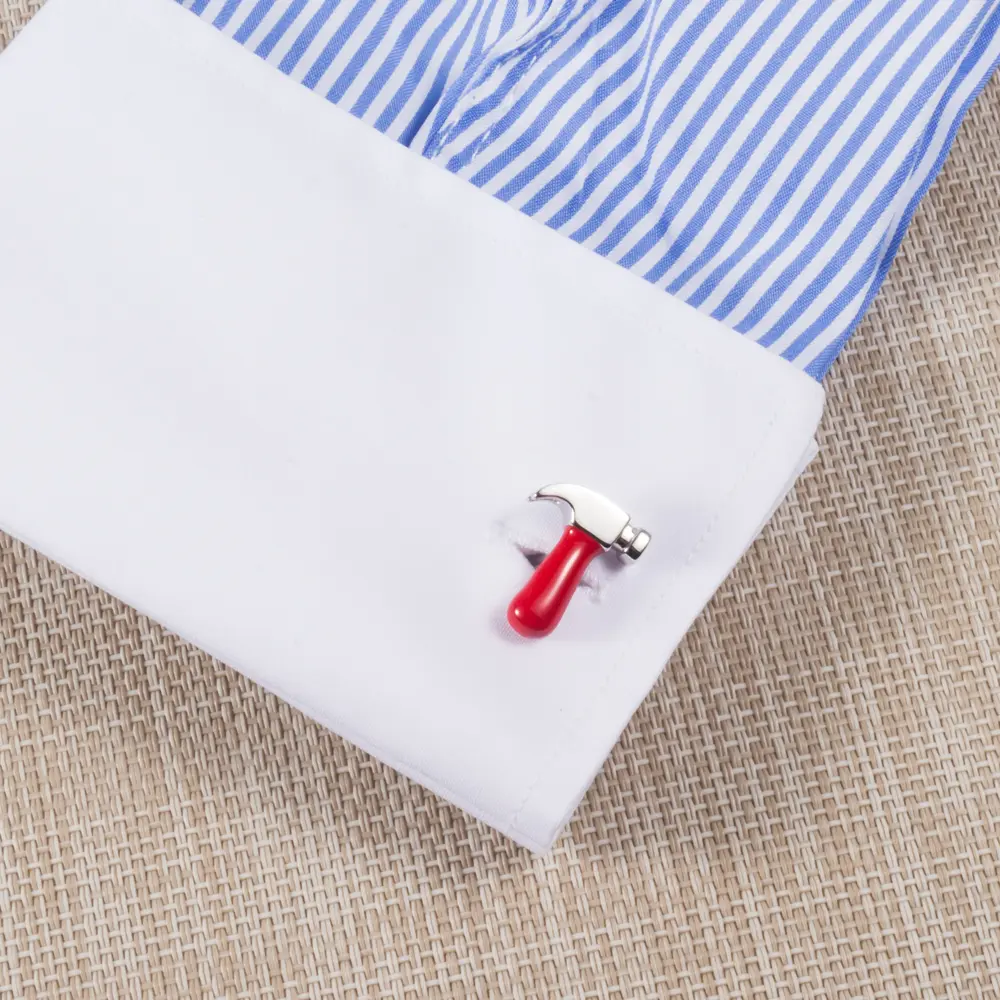 ODM Personalized Funny Men's Metal Red Hammer Design Cufflinks Wholsale for DIY Craftsman Gifts CC0033 Manufacturer, Exporter