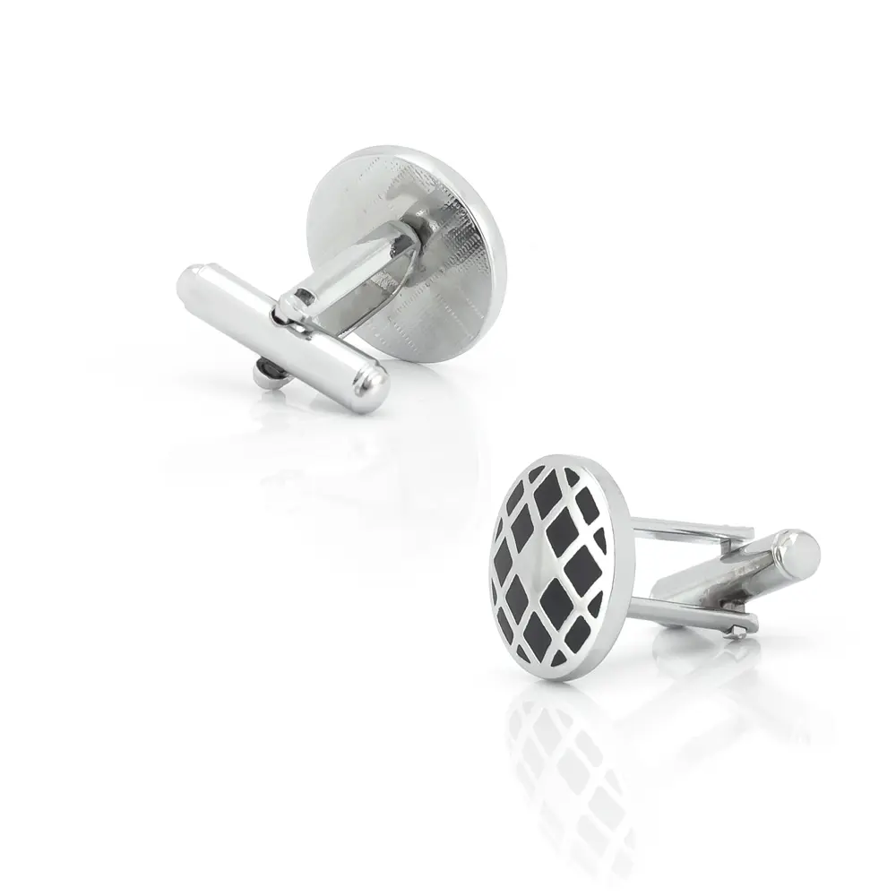 Wholesale Men's Trendy Vintage  Round Black Enamel Cufflinks Shirt Accessory CC-Q291