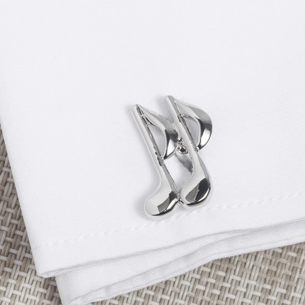 Wholesale Silver Plated Music Note Brass Cufflinks Mens Business Fashion Accessory CL0005