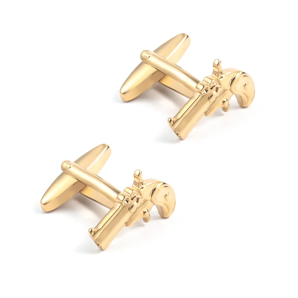 Wholesale Novelty Gold Plated Derringer Pistol Gun Shape Cufflinks Fashion Men Accessory CL0034-G